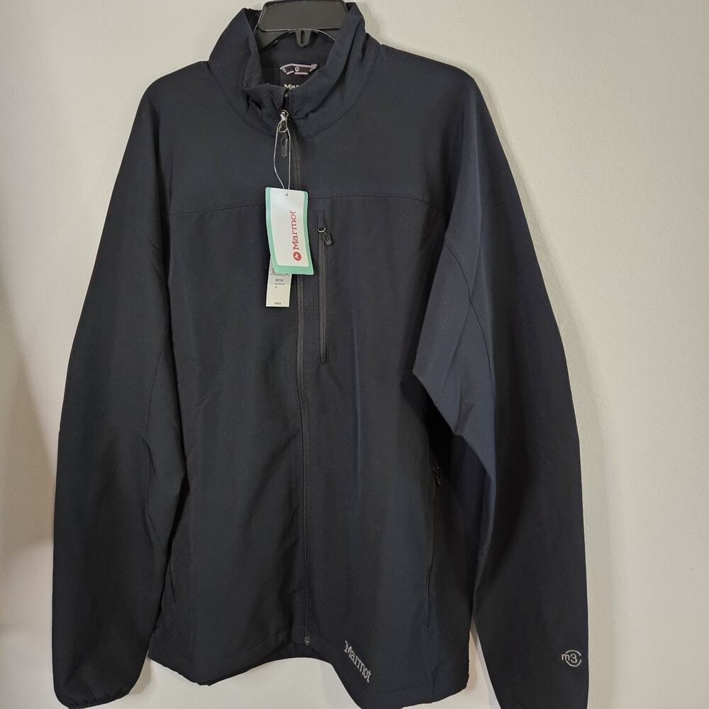 Marmot Tempo Softshell Jacket Mens XL NWT Black Multiple Zip Pockets Breathable